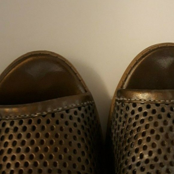 Women's Sz 9 Grey Metallic Burnish Pewter Chunky Stack Heel by QUPID - Picture 5 of 5